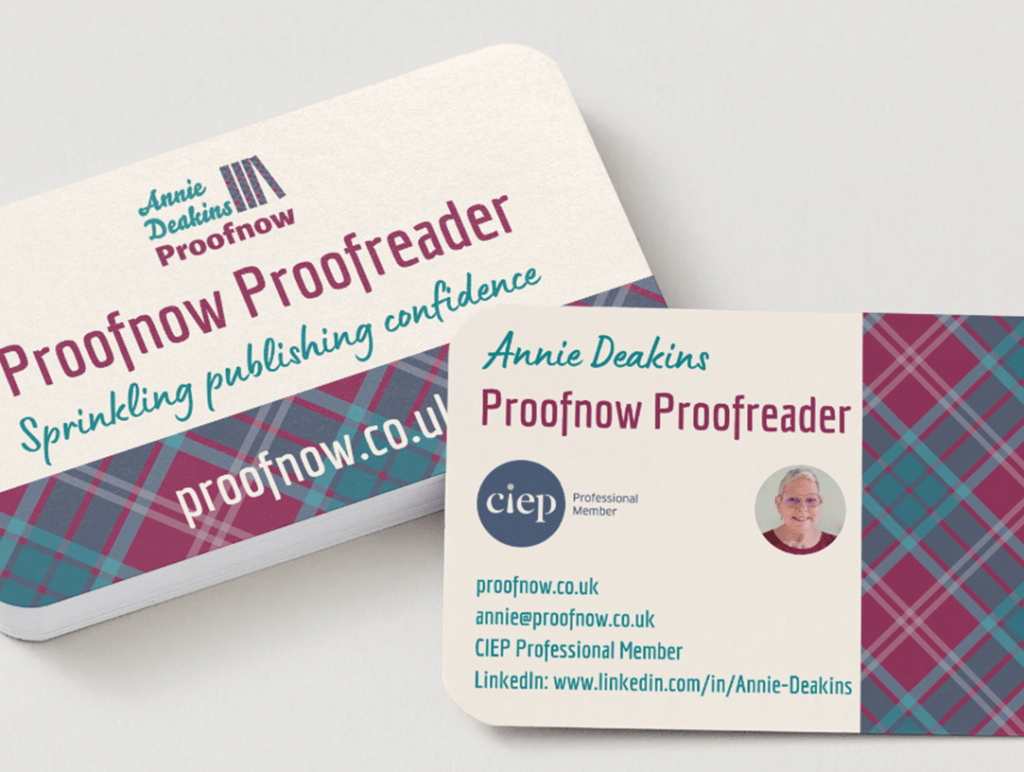 Proofnow Proofreader business cards.